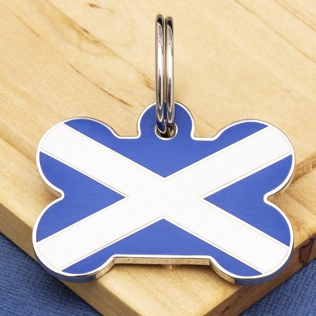 Scottish Flag Pet Tag Bone