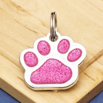 Glitter Paw Dog ID Tag Pink