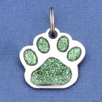 Glitter Paw Dog ID Tag Green