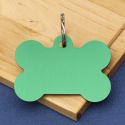 Extra Large  Bone Dog ID Tag  Green Double Sided