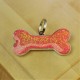 Coral Pink Glitter Bone Dog ID Tag