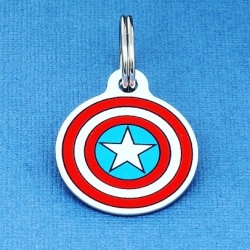 Captain America pet ID tags from the UKs largest pet tag store www.petidtagsexpress.co.uk #marvel #captainamerica #superhero #petidtags #superheropets #superdog #dogaccessories #dogsofinstagram #dogs #dogtags #dogtag #dogidtag #pettag #pettags #dogcollar #dogbling #woof #findmydog